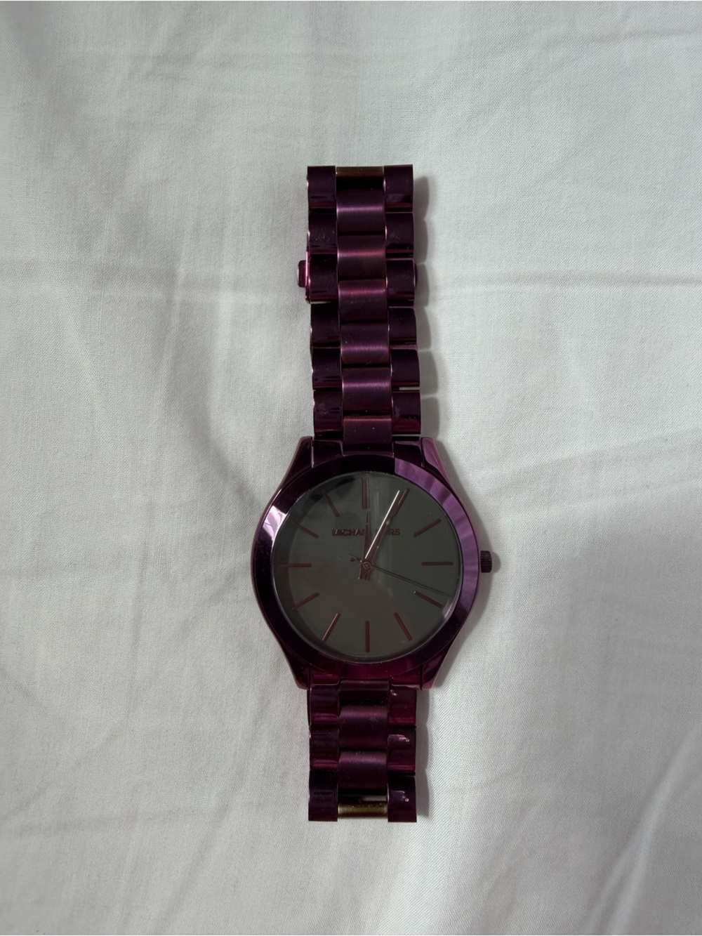 Michael Kors Purple Stainless Steel Watch | Plum Metallic | Extra Links Included